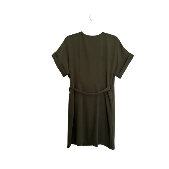Alex Marie Wrap Dress ShortSleeve Festive Hunter Green V-Neck Classy Work Chic - Picture 4 of 5